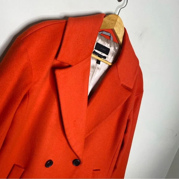 J. Crew Red Radiant Orange Relaxed Topcoat In Italian Wool Cashmere Women's XS - Picture 4 of 12